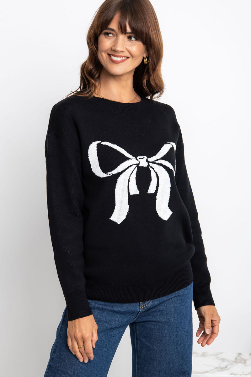 Kenzie Bow Knit - Black - The Self Styler