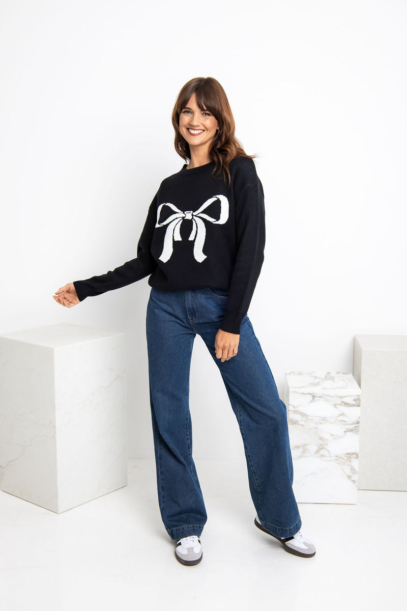 Kenzie Bow Knit - Black - The Self Styler
