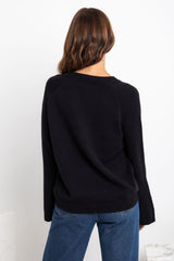 Ava V-Neck Knit Jumper - Black - The Self Styler
