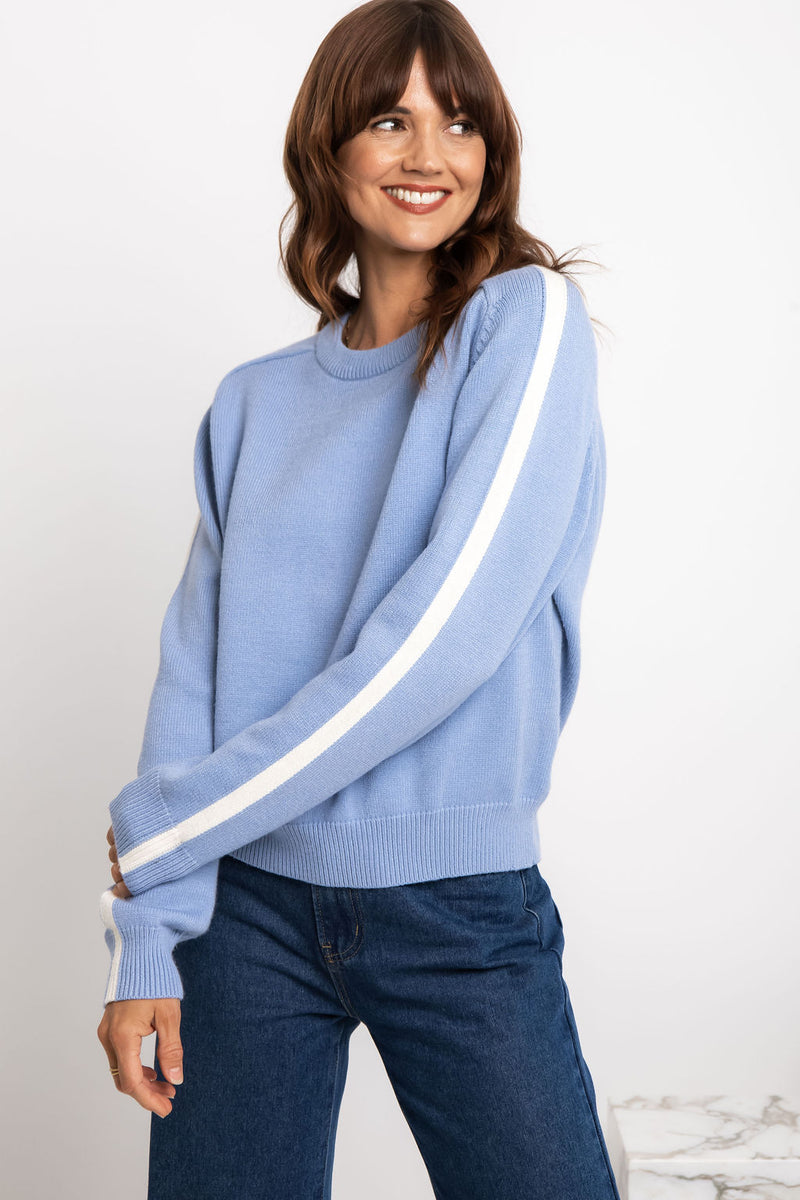 Madison Stripe Knit Jumper - Blue - The Self Styler