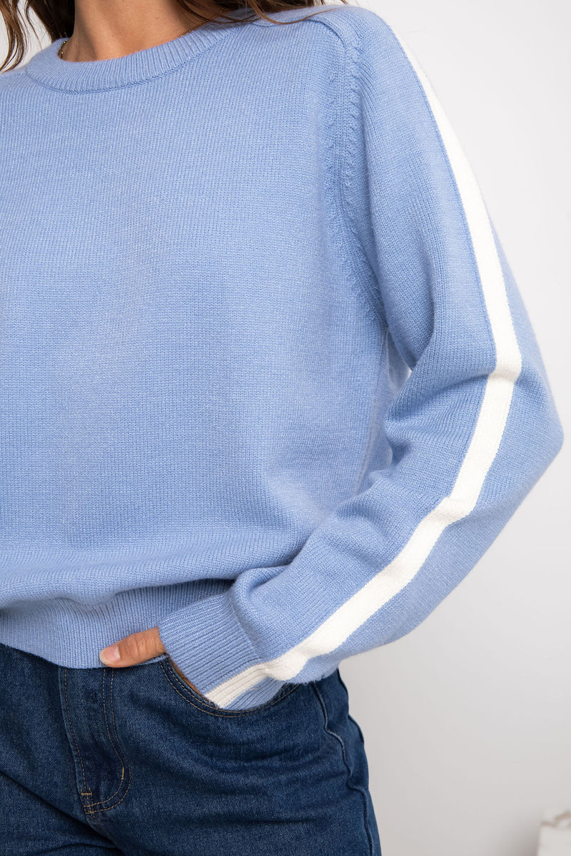 Madison Stripe Knit Jumper - Blue - The Self Styler