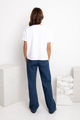 Zora Side Cinch Tee - White - The Self Styler