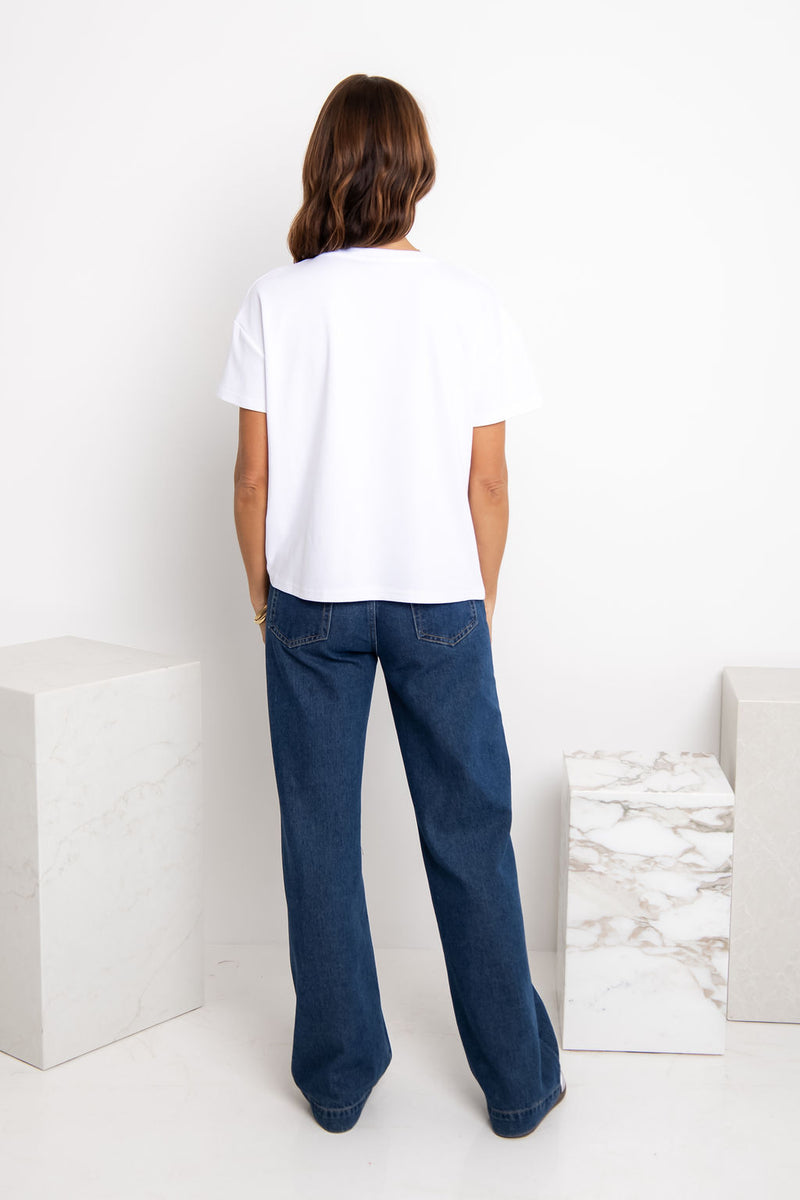 Zora Side Cinch Tee - White - The Self Styler