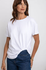 Zora Side Cinch Tee - White - The Self Styler
