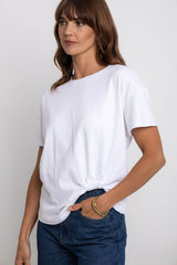 Zora Side Cinch Tee - White - The Self Styler