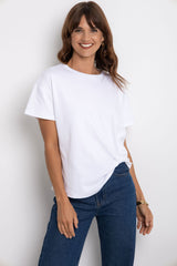 Zora Side Cinch Tee - White - The Self Styler