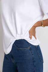 Zora Side Cinch Tee - White - The Self Styler