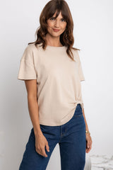 Zora Side Cinch Tee - Latte - The Self Styler