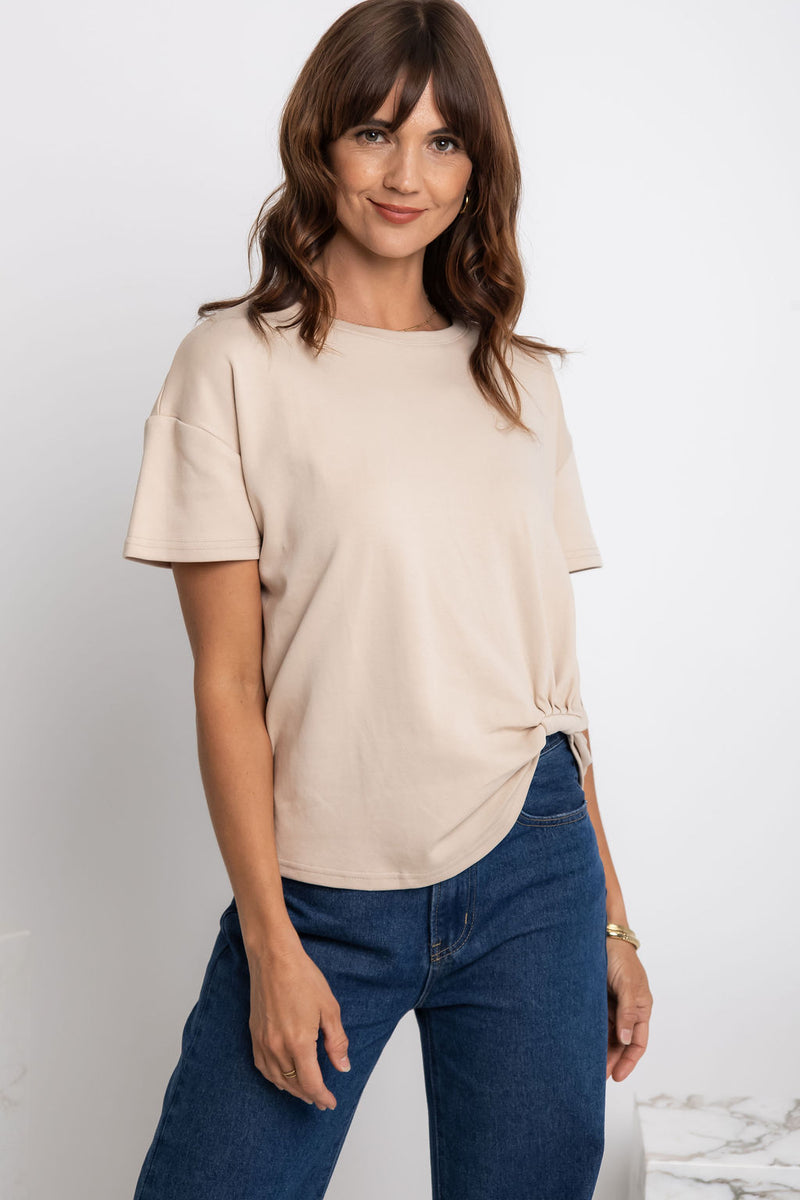 Zora Side Cinch Tee - Latte - The Self Styler