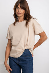 Zora Side Cinch Tee - Latte - The Self Styler