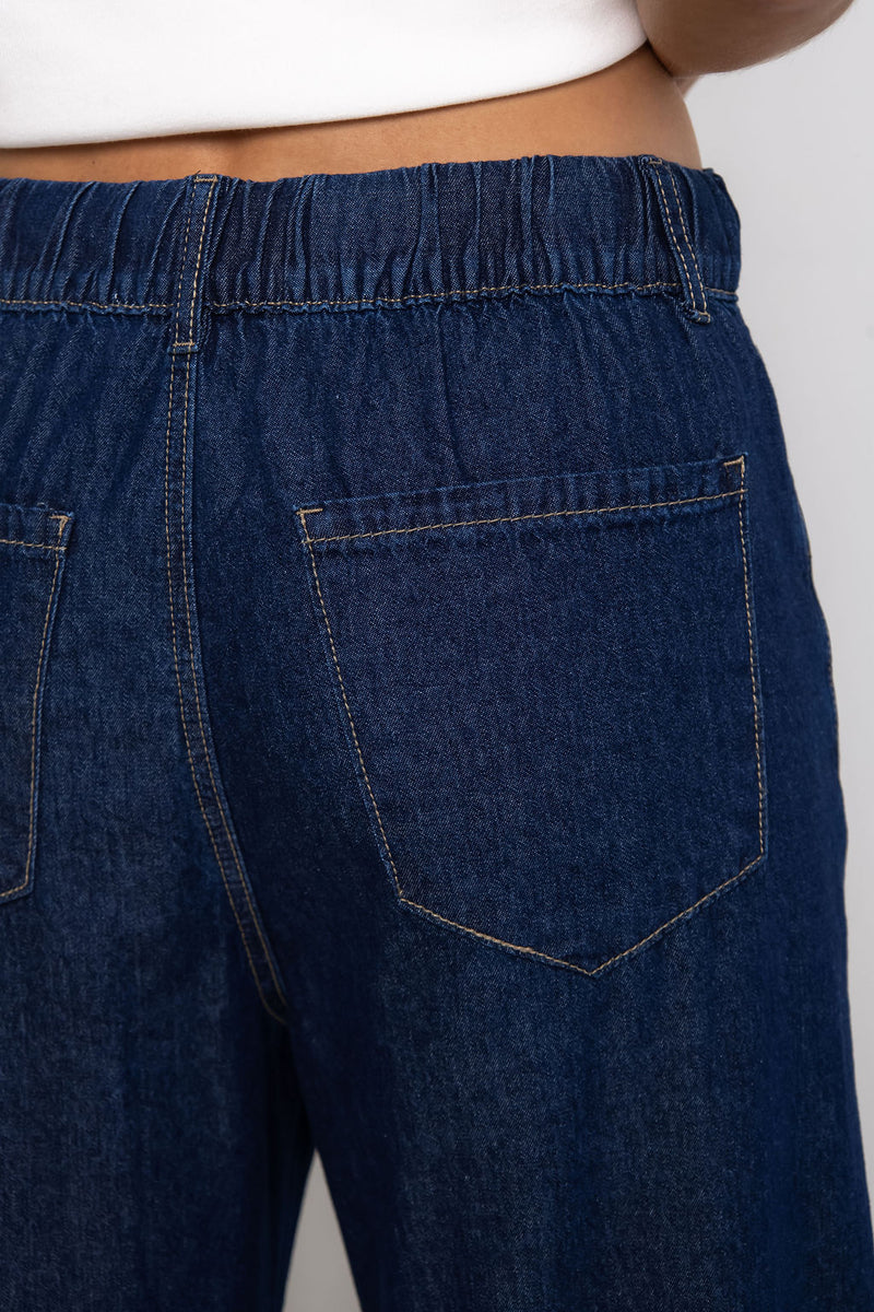 Kennedy Tie-Waist Wide-Leg Jeans - Indigo - The Self Styler