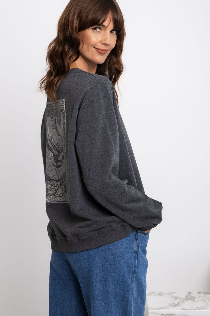 Siren Long Sleeve Graphic Top - Mermaid Print - The Self Styler