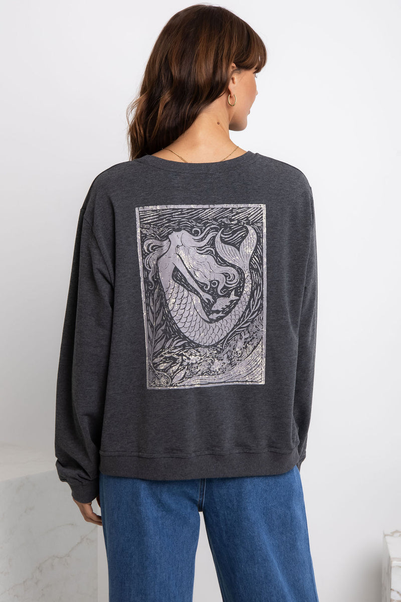 Siren Long Sleeve Graphic Top - Mermaid Print - The Self Styler