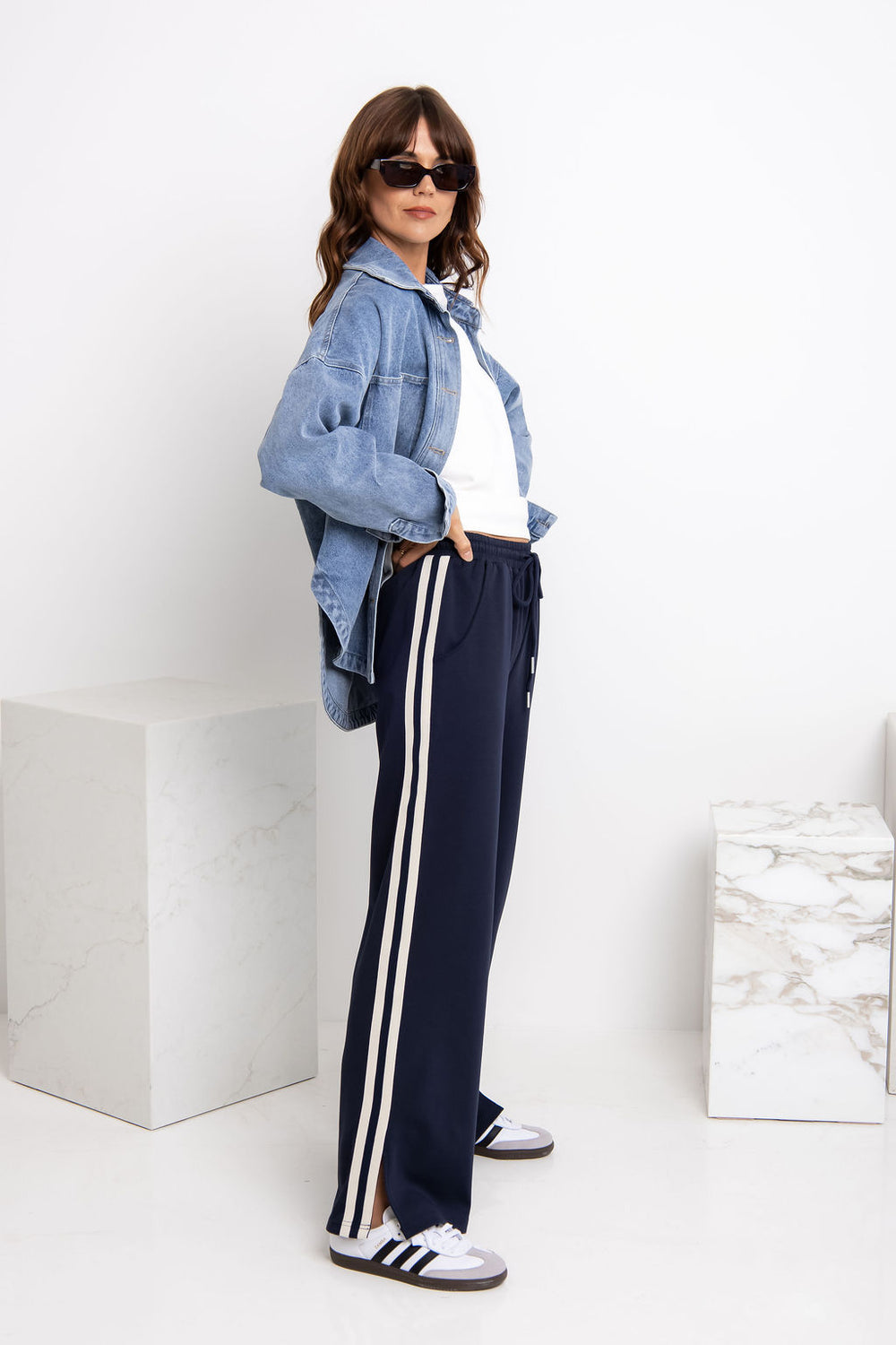 Ziggy Jogger Stripe Pant - Navy – The Self Styler
