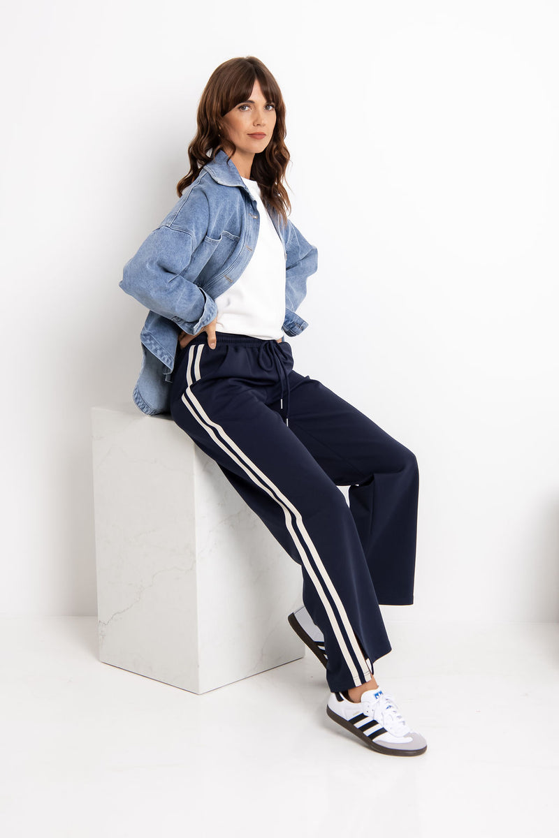 Ziggy Jogger Stripe Pant - Navy - The Self Styler