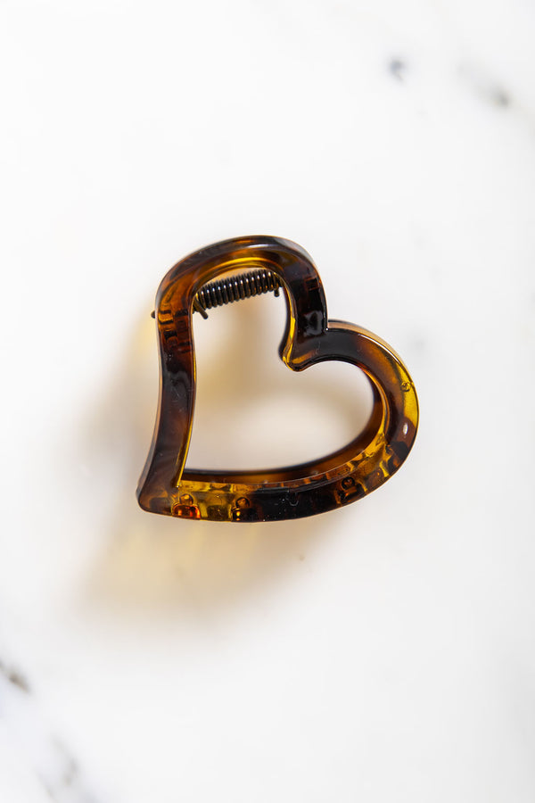 Holly Heart Claw Clip - Tortoise Shell - The Self Styler