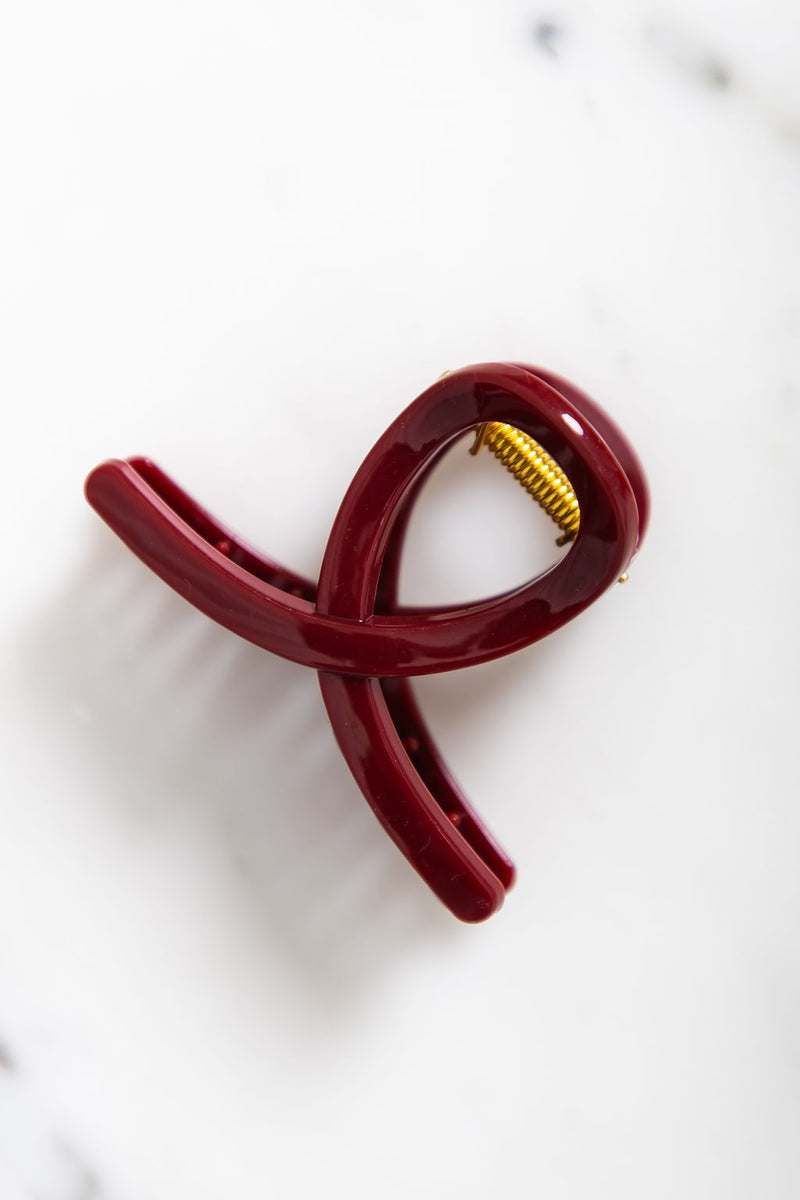 Leah Loop Claw Clip - Burgundy - The Self Styler