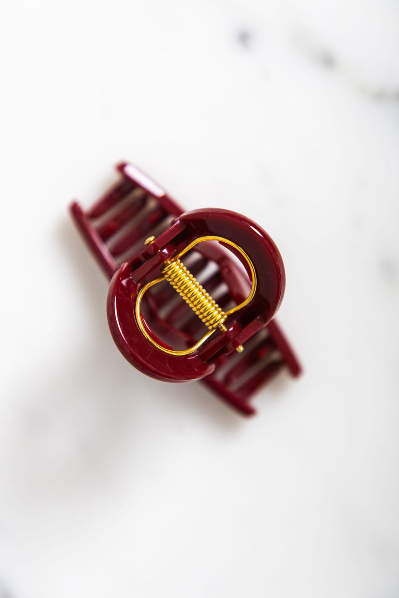 Leah Loop Claw Clip - Burgundy - The Self Styler