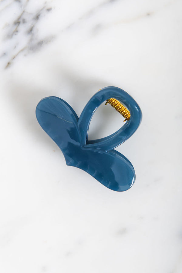 Harlow Heart Claw Clip - Opaque Blue - The Self Styler