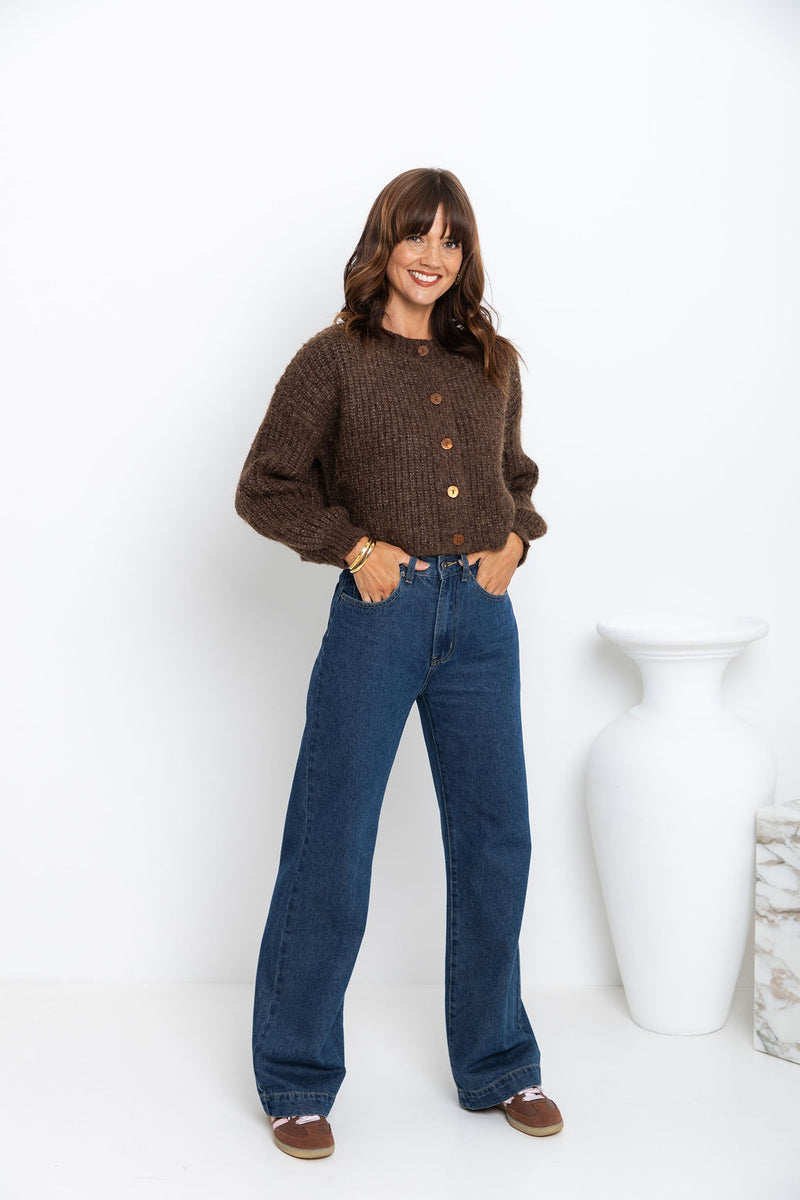 Jayla Knit Cardigan - Chocolate Marle - The Self Styler