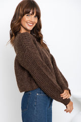Jayla Knit Cardigan - Chocolate Marle - The Self Styler