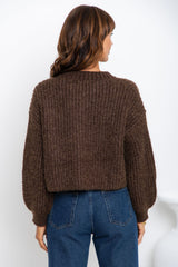 Jayla Knit Cardigan - Chocolate Marle - The Self Styler