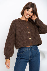 Jayla Knit Cardigan - Chocolate Marle - The Self Styler