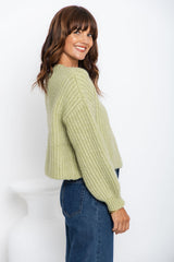 Jayla Knit Cardigan - Pistachio Marle - The Self Styler