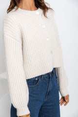 Jayla Knit Cardigan - Cream Marle - The Self Styler