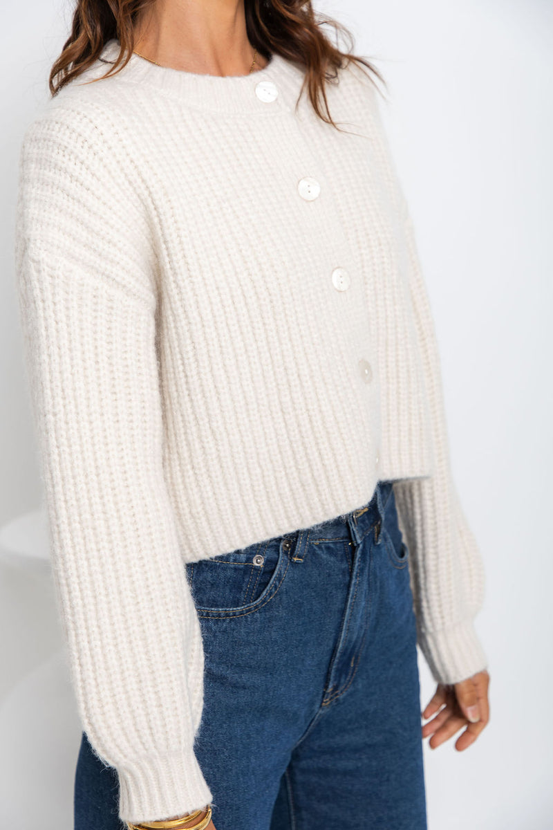 Jayla Knit Cardigan - Cream Marle - The Self Styler