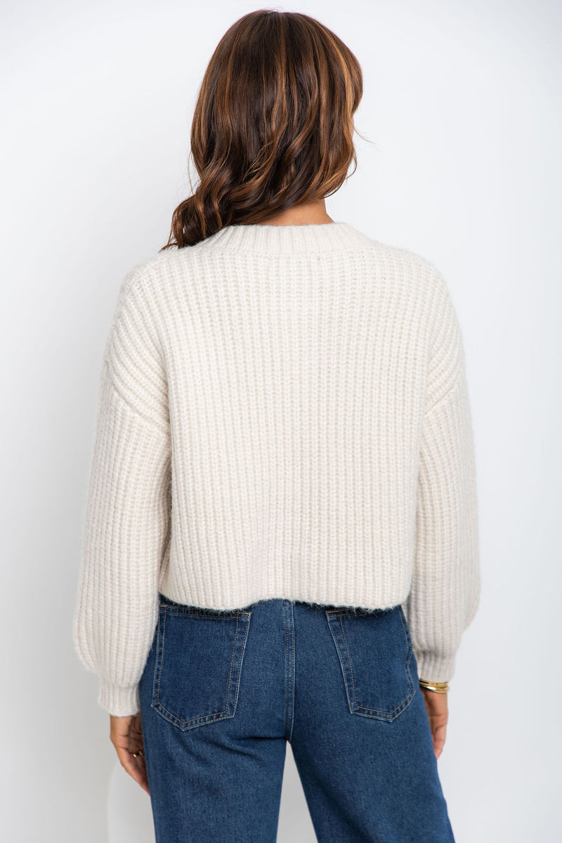 Jayla Knit Cardigan - Cream Marle - The Self Styler