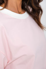 Blake Relaxed-Fit Stripe Tee - Pink and White - The Self Styler
