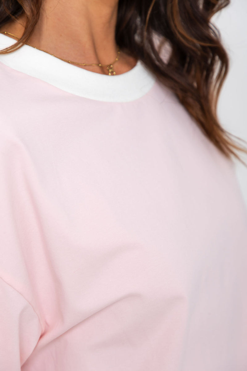 Blake Relaxed-Fit Stripe Tee - Pink and White - The Self Styler