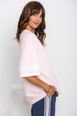 Blake Relaxed-Fit Stripe Tee - Pink and White - The Self Styler