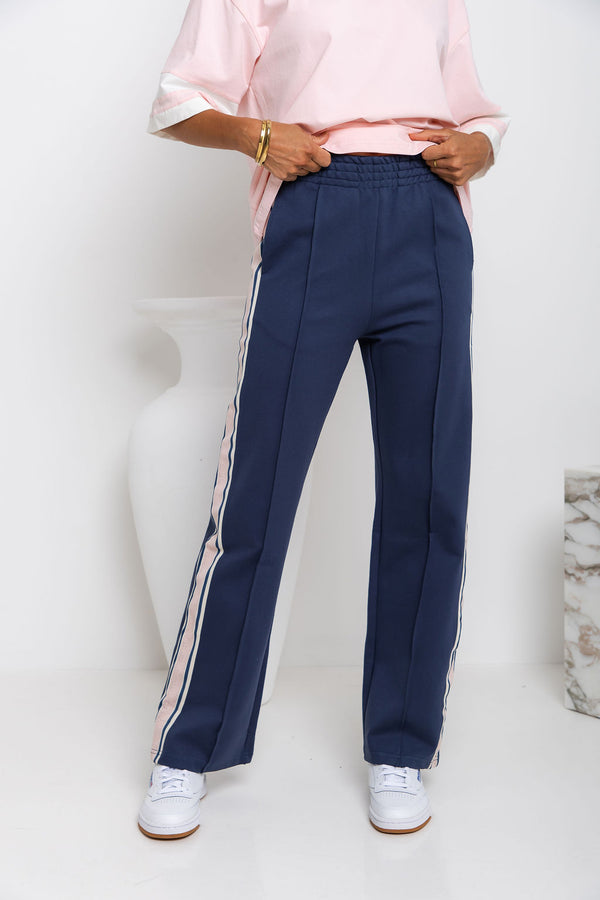 Jordyn Stripe Pant - Navy and Pink - The Self Styler