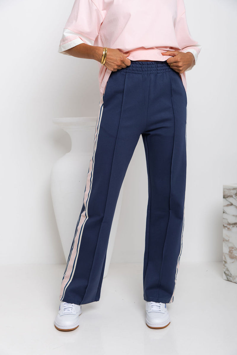 Jordyn Stripe Pant - Navy and Pink - The Self Styler