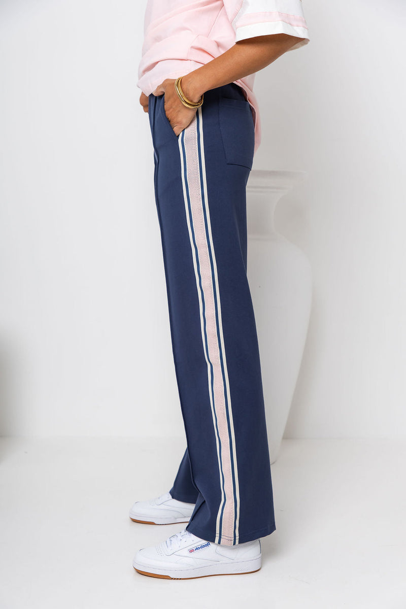 Jordyn Stripe Pant - Navy and Pink - The Self Styler