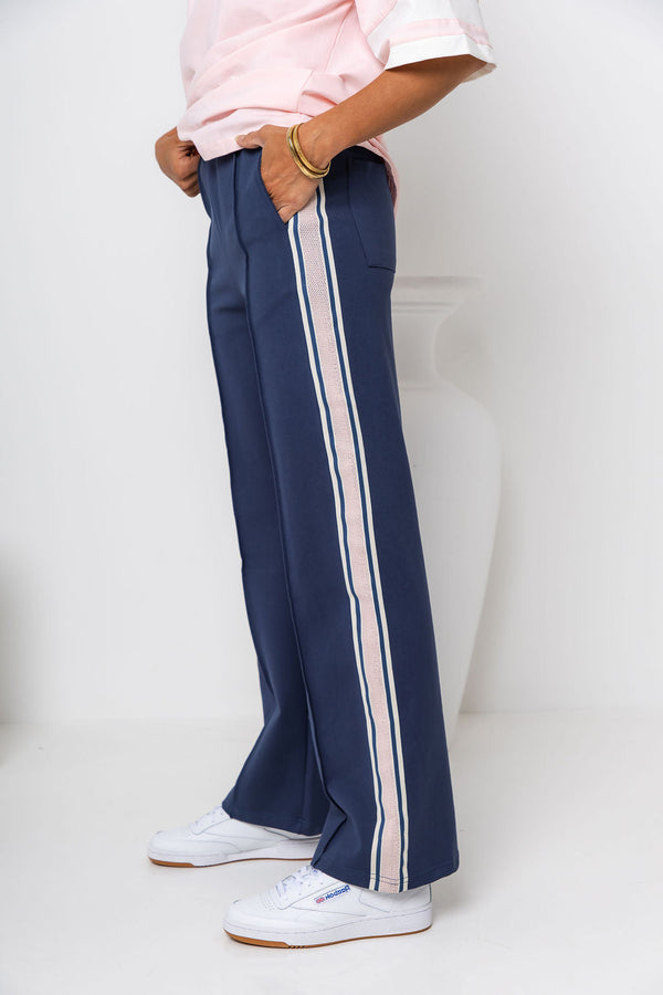 Jordyn Stripe Pant - Navy and Pink - The Self Styler