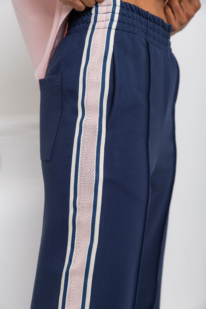 Jordyn Stripe Pant - Navy and Pink - The Self Styler
