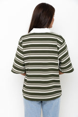 Ollie Rugby Stripe Tee - Green - The Self Styler