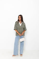 Ollie Rugby Stripe Tee - Green - The Self Styler