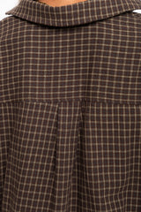 Arlo Cropped Tuck Check Shirt - Chocolate - The Self Styler