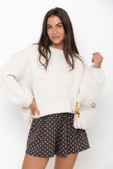 Lennon Polka Dot Shorts - Chocolate and White - The Self Styler