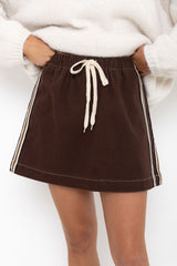 Millie Mini Denim Stripe Skirt -  Choc Wash - The Self Styler