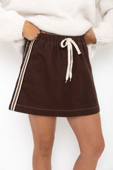Millie Mini Denim Stripe Skirt -  Choc Wash - The Self Styler