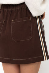 Millie Mini Denim Stripe Skirt -  Choc Wash - The Self Styler