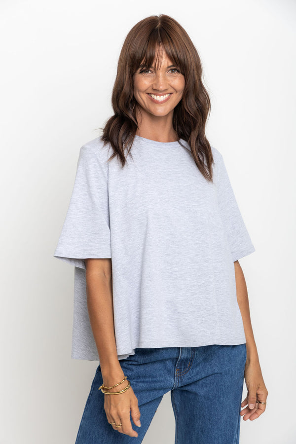 Jude Cotton Swing Tee - Grey Marle