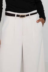 Tully Wide Leg Tailored Pant - Cream - The Self Styler