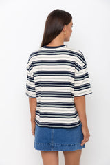 Ryan Relaxed-Fit Stripe Tee - Navy and Green - The Self Styler