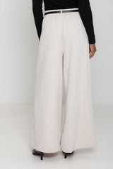 Tully Wide Leg Tailored Pant - Cream - The Self Styler